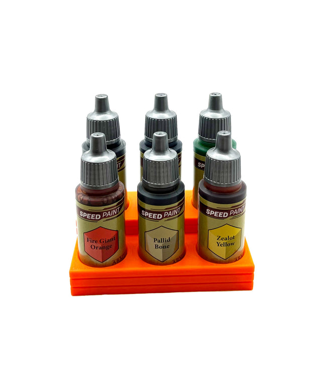 The Army Painter 17mm Paint Bottle Holder / Stand Stepped - Holds 6 The Army Painter 17mm Bottles with Anti-Slip Rubber Feet - 3D Printed