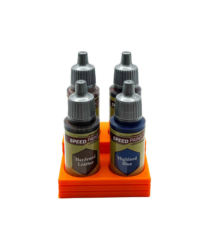 The Army Painter 17mm Paint Bottle Holder / Stand Stepped - Holds 4 The Army Painter 17mm Bottles with Anti-Slip Rubber Feet - 3D Printed