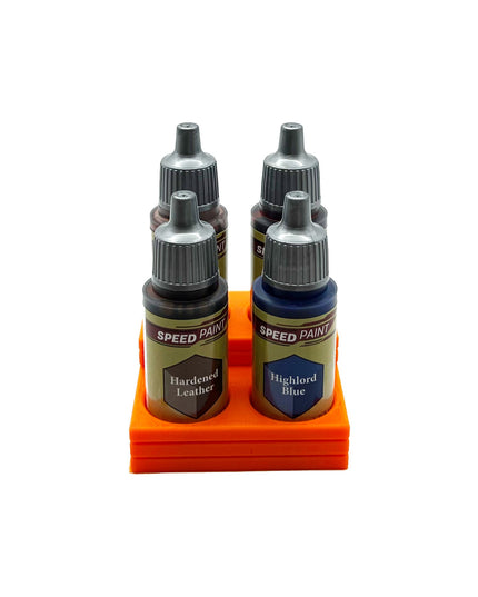 The Army Painter 17mm Paint Bottle Holder / Stand Stepped - Holds 4 The Army Painter 17mm Bottles with Anti-Slip Rubber Feet - 3D Printed