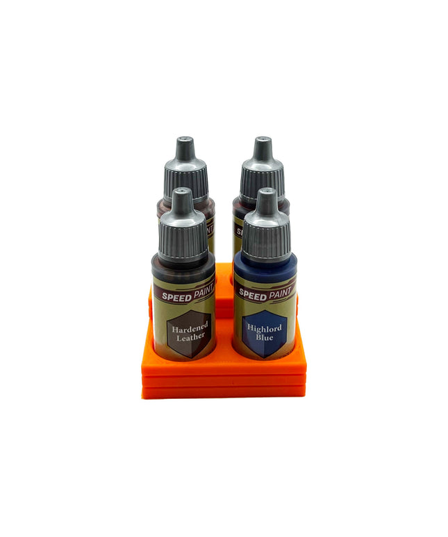 The Army Painter 17mm Paint Bottle Holder / Stand Stepped - Holds 4 The Army Painter 17mm Bottles with Anti-Slip Rubber Feet - 3D Printed