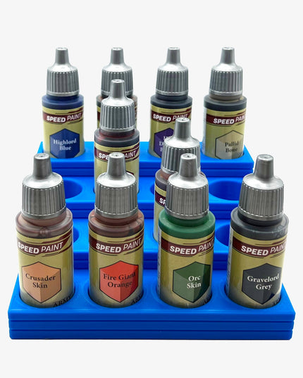 The Army Painter 17mm Paint Bottle Holder / Stand Stepped - Holds 16 The Army Painter 17mm Bottles with Anti-Slip Rubber Feet - 3D Printed