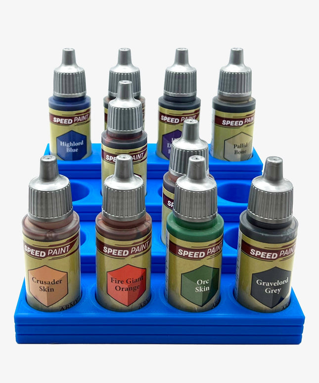 The Army Painter 17mm Paint Bottle Holder / Stand Stepped - Holds 16 The Army Painter 17mm Bottles with Anti-Slip Rubber Feet - 3D Printed