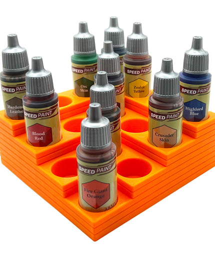 The Army Painter 17mm Paint Bottle Holder / Stand Corner Stepped - Holds 16 The Army Painter 17mm Bottles with Anti-Slip Rubber Feet