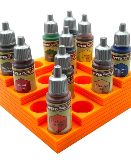 The Army Painter 17mm Paint Bottle Holder / Stand Corner Stepped - Holds 16 The Army Painter 17mm Bottles with Anti-Slip Rubber Feet