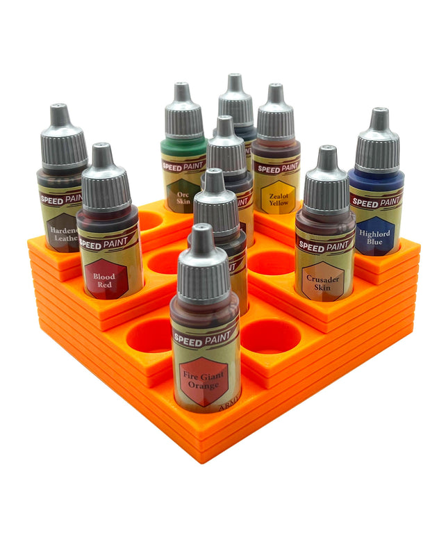 The Army Painter 17mm Paint Bottle Holder / Stand Corner Stepped - Holds 16 The Army Painter 17mm Bottles with Anti-Slip Rubber Feet
