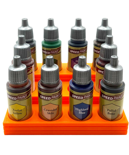 The Army Painter 17mm Paint Bottle Holder / Stand Stepped - Holds 12 The Army Painter 17mm Bottles with Anti-Slip Rubber Feet - 3D Printed
