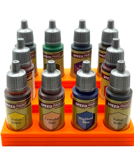 The Army Painter 17mm Paint Bottle Holder / Stand Stepped - Holds 12 The Army Painter 17mm Bottles with Anti-Slip Rubber Feet - 3D Printed
