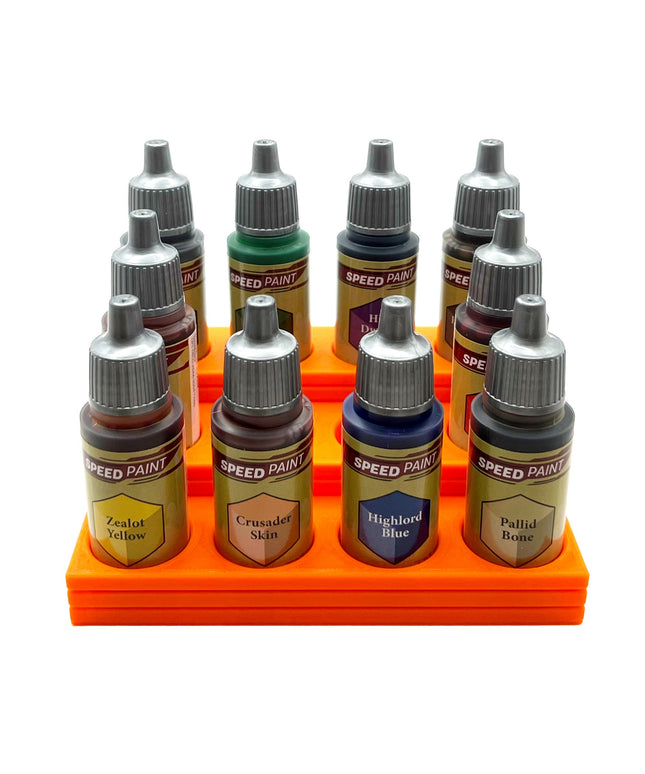 The Army Painter 17mm Paint Bottle Holder / Stand Stepped - Holds 12 The Army Painter 17mm Bottles with Anti-Slip Rubber Feet - 3D Printed