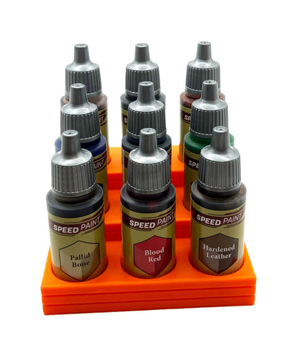 The Army Painter 17mm Paint Bottle Holder / Stand Stepped - Holds 9 The Army Painter 17mm Bottles with Anti-Slip Rubber Feet - 3D Printed