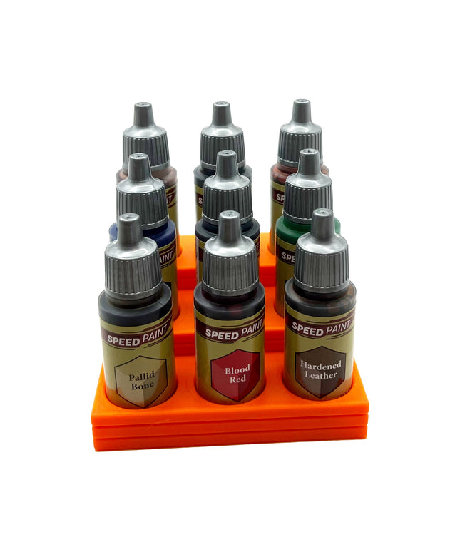 The Army Painter 17mm Paint Bottle Holder / Stand Stepped - Holds 9 The Army Painter 17mm Bottles with Anti-Slip Rubber Feet - 3D Printed