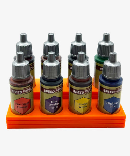 The Army Painter 17mm Paint Bottle Holder / Stand Stepped - Holds 8 The Army Painter 17mm Bottles with Anti-Slip Rubber Feet - 3D Printed