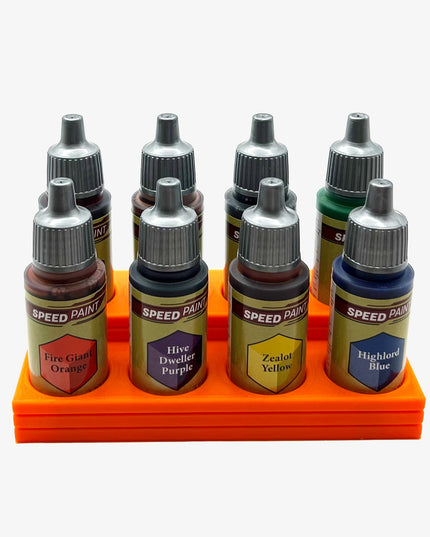 The Army Painter 17mm Paint Bottle Holder / Stand Stepped - Holds 8 The Army Painter 17mm Bottles with Anti-Slip Rubber Feet - 3D Printed