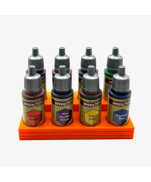 The Army Painter 17mm Paint Bottle Holder / Stand Stepped - Holds 8 The Army Painter 17mm Bottles with Anti-Slip Rubber Feet - 3D Printed