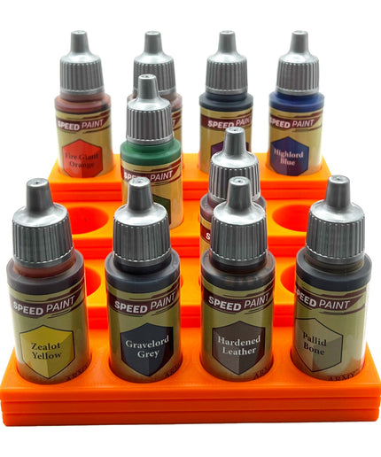 The Army Painter 17mm Paint Bottle Holder / Stand Stepped - Holds 16 The Army Painter 17mm Bottles with Anti-Slip Rubber Feet - 3D Printed