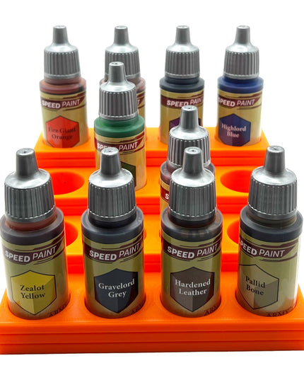 The Army Painter 17mm Paint Bottle Holder / Stand Stepped - Holds 16 The Army Painter 17mm Bottles with Anti-Slip Rubber Feet - 3D Printed