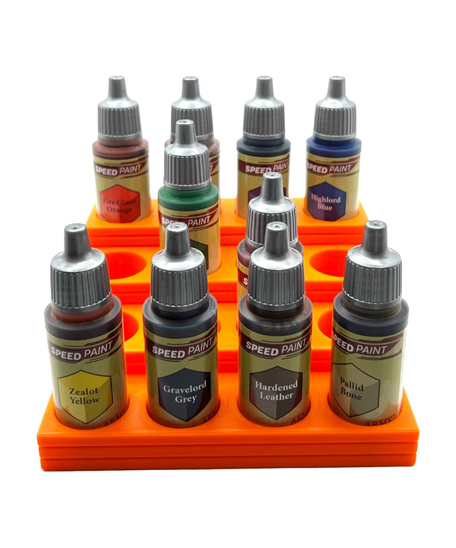 The Army Painter 17mm Paint Bottle Holder / Stand Stepped - Holds 16 The Army Painter 17mm Bottles with Anti-Slip Rubber Feet - 3D Printed
