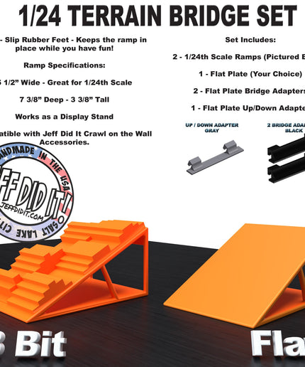 1/24th Ramp 8 Bit & Flat Terrain - Bridge Set - Monster Truck - Crawler Scale - Display - Includes Anti Slip Rubber Feet - Expandable