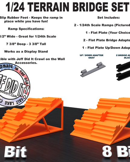 1/24th Ramp 8 Bit & 8 Bit Terrain - Bridge Set - Monster Truck - Crawler Scale - Display - Includes Anti Slip Rubber Feet - Expandable