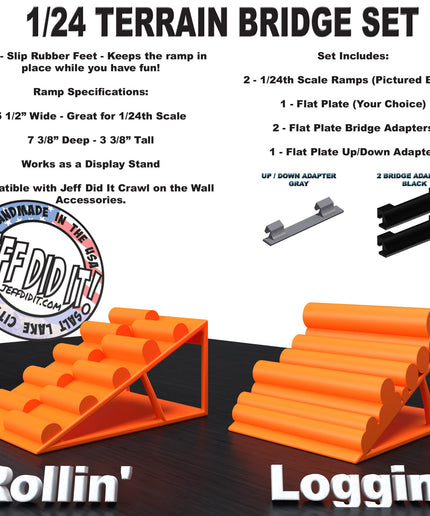 1/24th Ramp Rollin' and Loggin' - Bridge Set - Monster Truck - Crawler Scale - Display - Includes Anti Slip Rubber Feet - Expandable