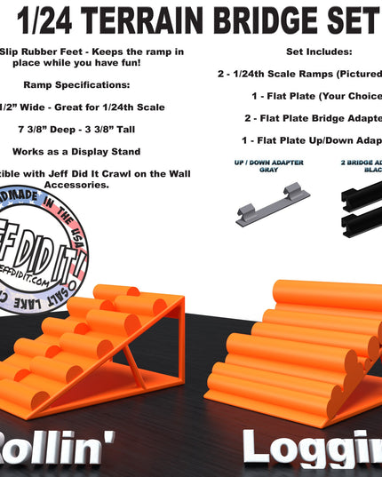 1/24th Ramp Rollin' and Loggin' - Bridge Set - Monster Truck - Crawler Scale - Display - Includes Anti Slip Rubber Feet - Expandable