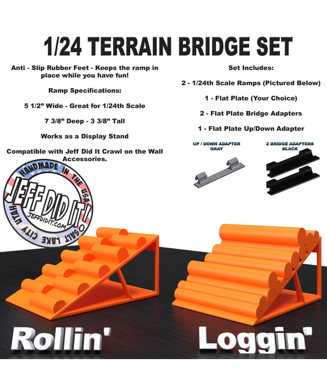 1/24th Ramp Rollin' and Loggin' - Bridge Set - Monster Truck - Crawler Scale - Display - Includes Anti Slip Rubber Feet - Expandable