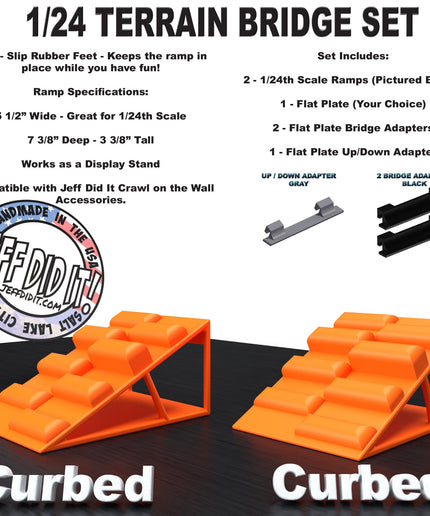 1/24th Ramp Curbed and Curbed Terrain - Bridge Set - Monster Truck - Crawler Scale - Display - Includes Anti Slip Rubber Feet - Expandable