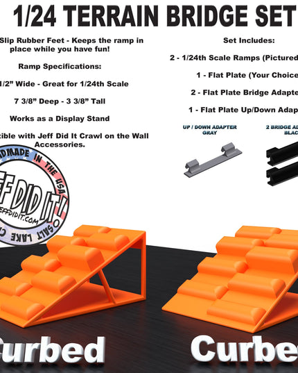 1/24th Ramp Curbed and Curbed Terrain - Bridge Set - Monster Truck - Crawler Scale - Display - Includes Anti Slip Rubber Feet - Expandable