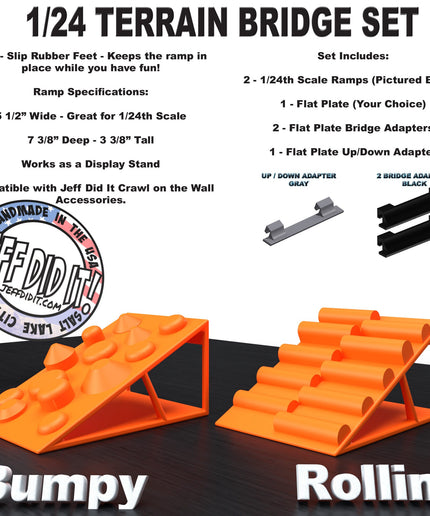 1/24th Ramp Bumpy and Rollin' Terrain - Bridge Set - Monster Truck - Crawler Scale - Display - Includes Anti Slip Rubber Feet - Expandable