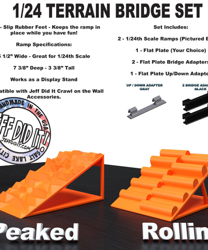 1/24th Ramp Peaked & Rollin' Terrain - Bridge Set - Monster Truck - Crawler Scale - Display - Includes Anti Slip Rubber Feet - Expandable