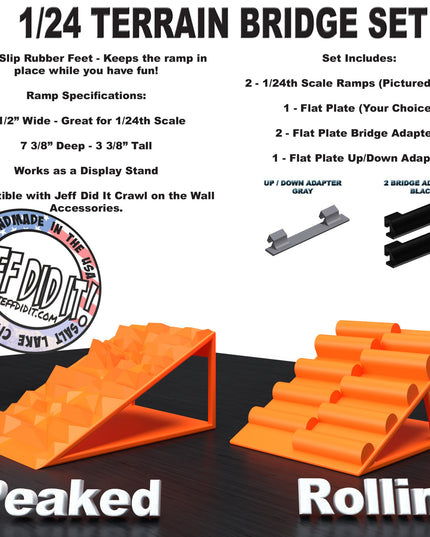 1/24th Ramp Peaked & Rollin' Terrain - Bridge Set - Monster Truck - Crawler Scale - Display - Includes Anti Slip Rubber Feet - Expandable