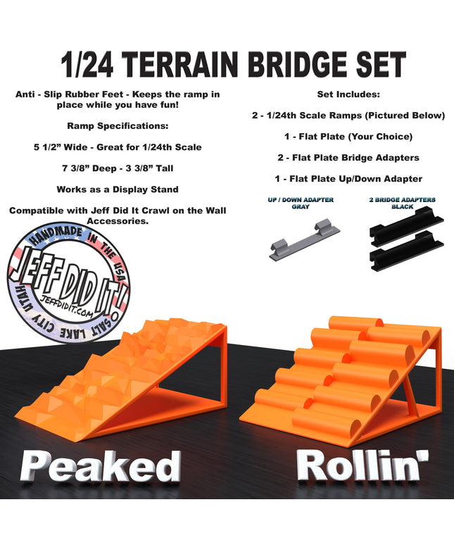 1/24th Ramp Peaked & Rollin' Terrain - Bridge Set - Monster Truck - Crawler Scale - Display - Includes Anti Slip Rubber Feet - Expandable