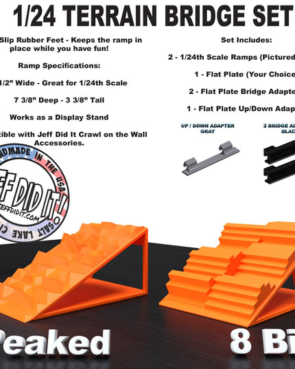 1/24th Ramp Peaked & 8 Bit Terrain - Bridge Set - Monster Truck - Crawler Scale - Display - Includes Anti Slip Rubber Feet - Expandable