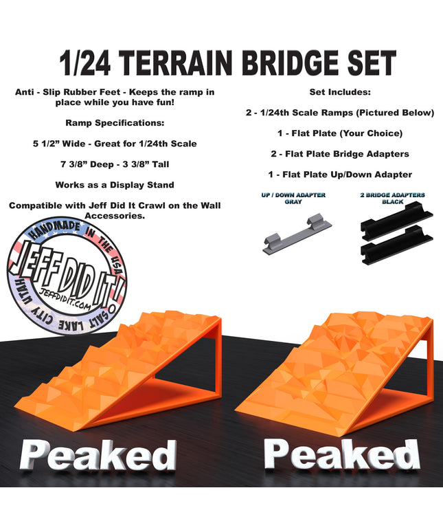 1/24th Ramp Peaked & Peaked Terrain - Bridge Set - Monster Truck - Crawler Scale - Display - Includes Anti Slip Rubber Feet - Expandable