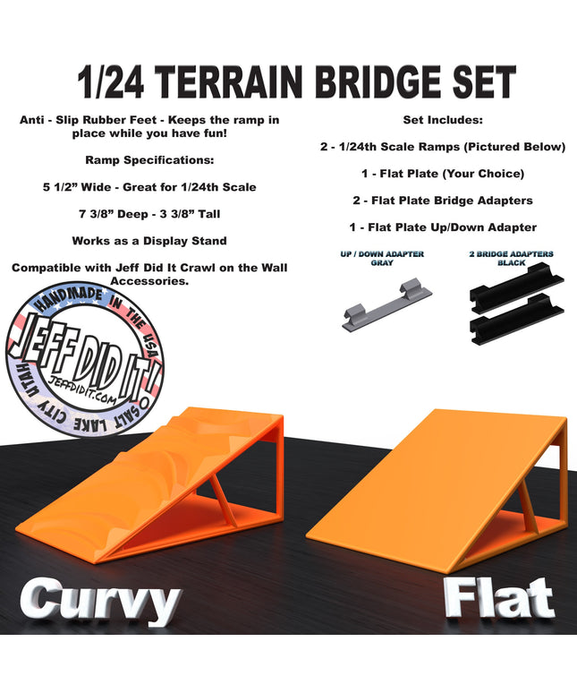 1/24th Ramp Curvy & Flat Terrain - Bridge Set - Monster Truck - Crawler Scale - Display - Includes Anti Slip Rubber Feet - Expandable