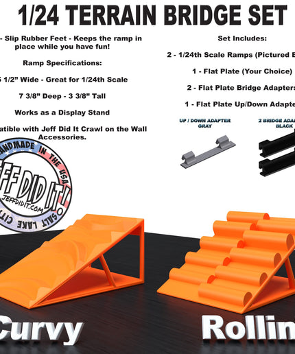 1/24th Ramp Curvy & Rollin Terrain - Bridge Set - Monster Truck - Crawler Scale - Display - Includes Anti Slip Rubber Feet - Expandable