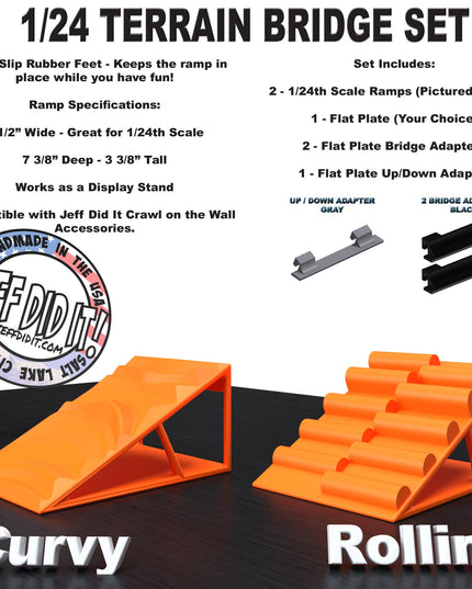 1/24th Ramp Curvy & Rollin Terrain - Bridge Set - Monster Truck - Crawler Scale - Display - Includes Anti Slip Rubber Feet - Expandable