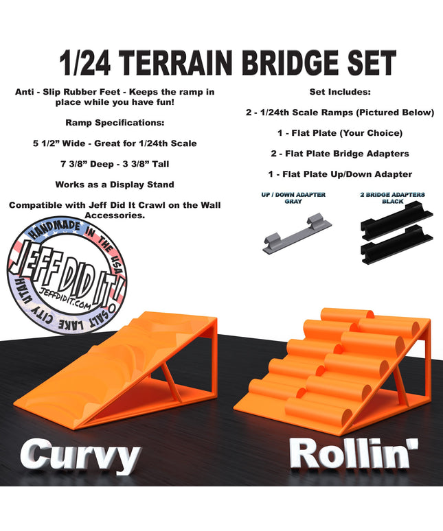 1/24th Ramp Curvy & Rollin Terrain - Bridge Set - Monster Truck - Crawler Scale - Display - Includes Anti Slip Rubber Feet - Expandable