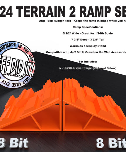 1/24th Ramp 8 Bit & 8 Bit Terrain - Ramp Set Set - Monster Truck - Crawler Scale - Display - Includes Anti Slip Rubber Feet - Expandable