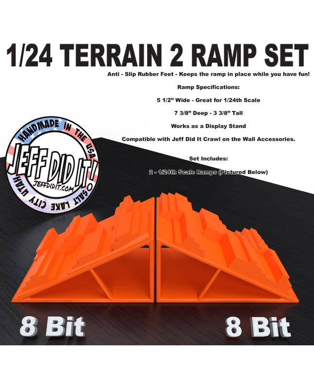1/24th Ramp 8 Bit & 8 Bit Terrain - Ramp Set Set - Monster Truck - Crawler Scale - Display - Includes Anti Slip Rubber Feet - Expandable