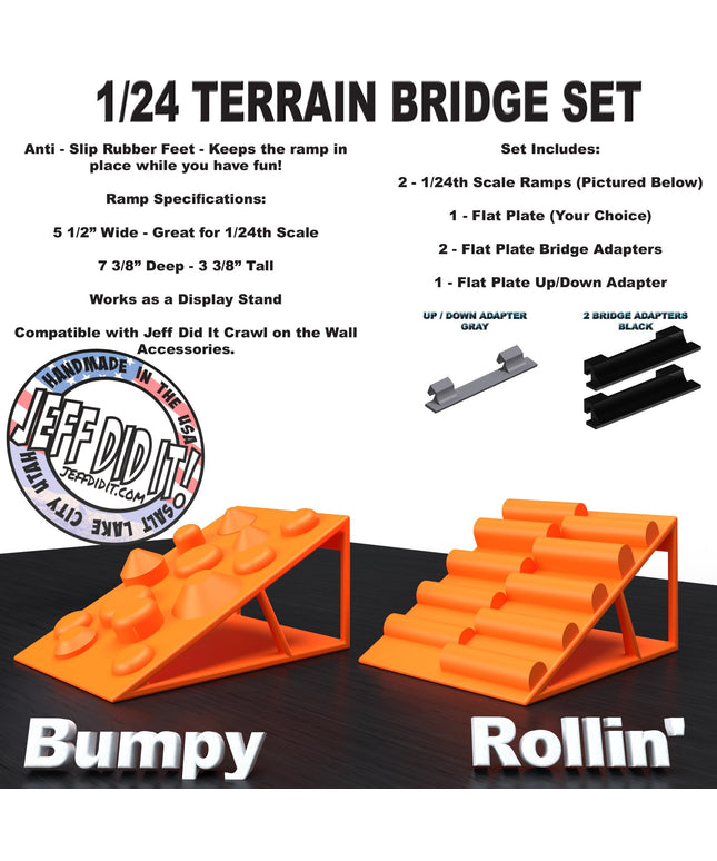 1/24th Ramp 8 Bit & Rollin' Terrain - Bridge Set - Monster Truck - Crawler Scale - Display - Includes Anti Slip Rubber Feet - Expandable