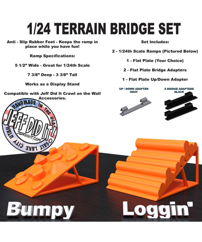 1/24th Ramp 8 Bit & Loggin' Terrain - Bridge Set - Monster Truck - Crawler Scale - Display - Includes Anti Slip Rubber Feet - Expandable