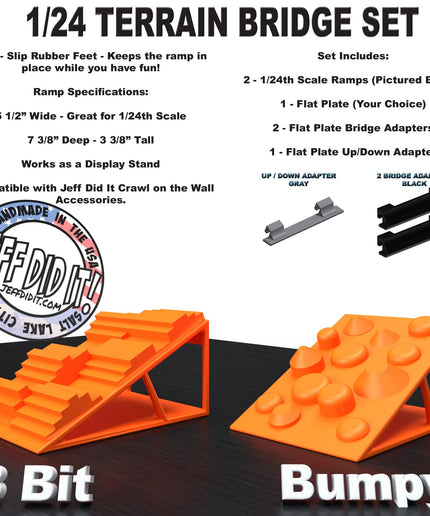 1/24th Ramp 8 Bit & Bumpy Terrain - Bridge Set - Monster Truck - Crawler Scale - Display - Includes Anti Slip Rubber Feet - Expandable
