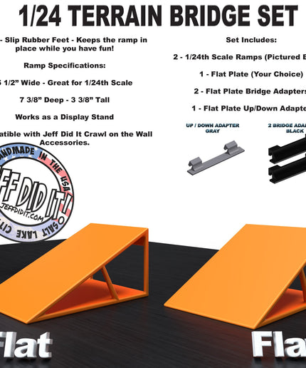 1/24th Ramp Flat and Flat Terrain - Bridge Set - Monster Truck - Crawler Scale - Display - Includes Anti Slip Rubber Feet - Expandable