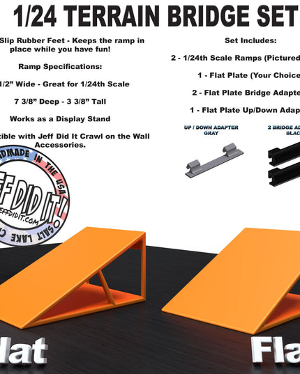 1/24th Ramp Flat and Flat Terrain - Bridge Set - Monster Truck - Crawler Scale - Display - Includes Anti Slip Rubber Feet - Expandable