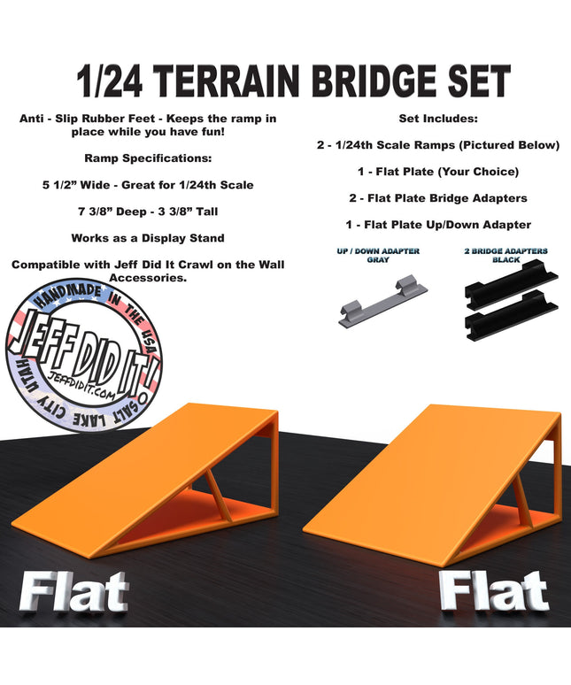 1/24th Ramp Flat and Flat Terrain - Bridge Set - Monster Truck - Crawler Scale - Display - Includes Anti Slip Rubber Feet - Expandable