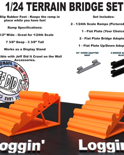 1/24th Ramp Loggin' and Loggin' - Bridge Set - Monster Truck - Crawler Scale - Display - Includes Anti Slip Rubber Feet - Expandable