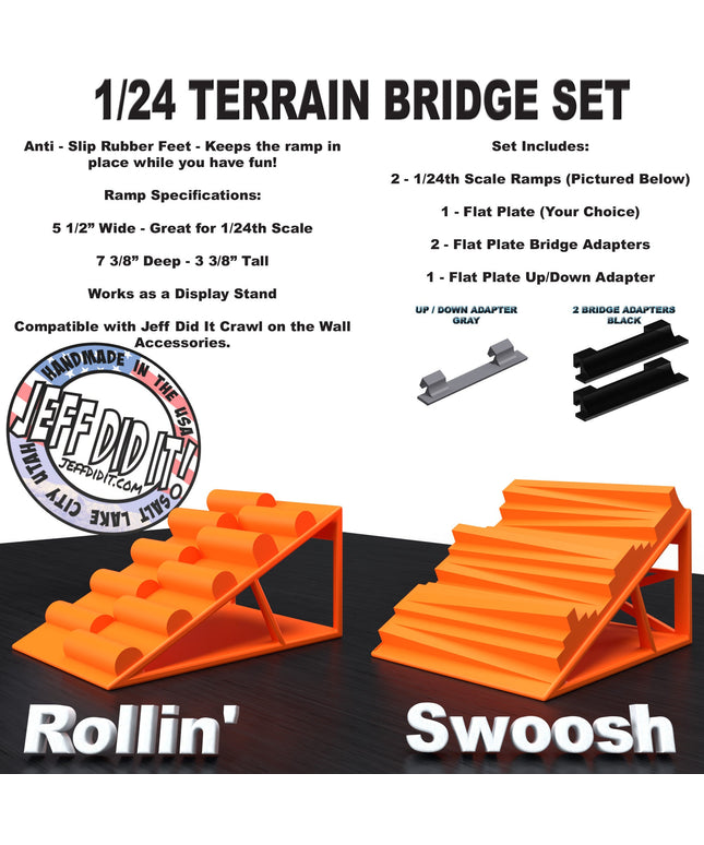 1/24th Ramp Rollin' and Swoosh - Bridge Set - Monster Truck - Crawler Scale - Display - Includes Anti Slip Rubber Feet - Expandable