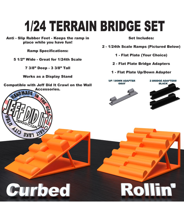 1/24th Ramp Curbed and Rollin' Terrain - Bridge Set - Monster Truck - Crawler Scale - Display - Includes Anti Slip Rubber Feet - Expandable