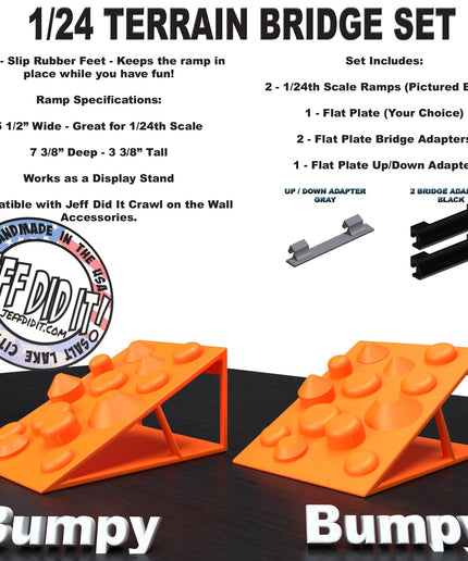1/24th Ramp Bumpy and Bumpy Terrain - Bridge Set - Monster Truck - Crawler Scale - Display - Includes Anti Slip Rubber Feet - Expandable