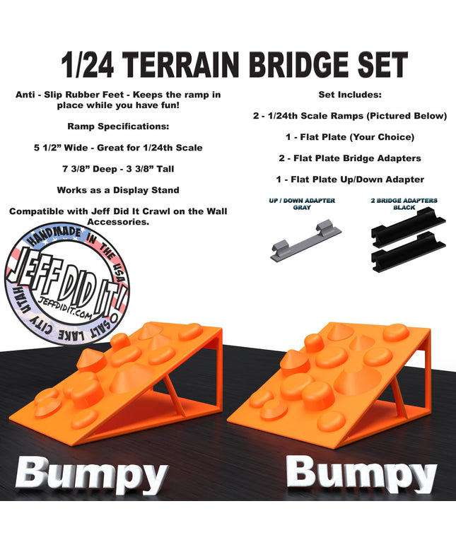 1/24th Ramp Bumpy and Bumpy Terrain - Bridge Set - Monster Truck - Crawler Scale - Display - Includes Anti Slip Rubber Feet - Expandable